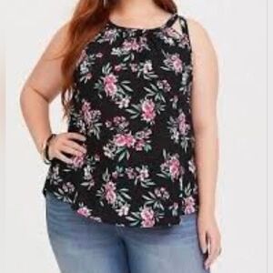Torrid Black Floral Georgette Tank Size 2 = 18/20